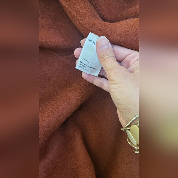 NWT 90% Wool Elegant Hooded Rust Red/Brown Belted Oversize Coat - Picture 7 of 9